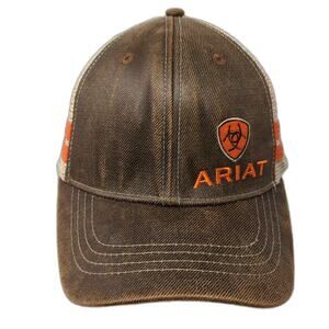 Ariat Trucker Hat Brown Orange One Size Snapback Embroidered Mesh Adjustable Cap